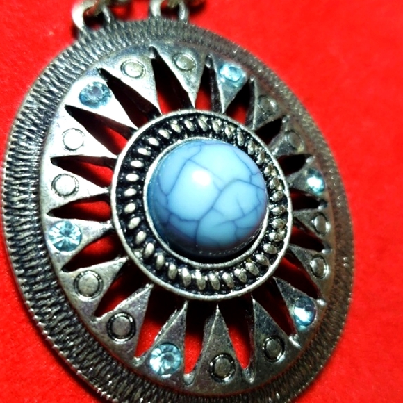 Antique Turquoise Double Beautiful Earrings Silver Tone &  Stones - Picture 5 of 12